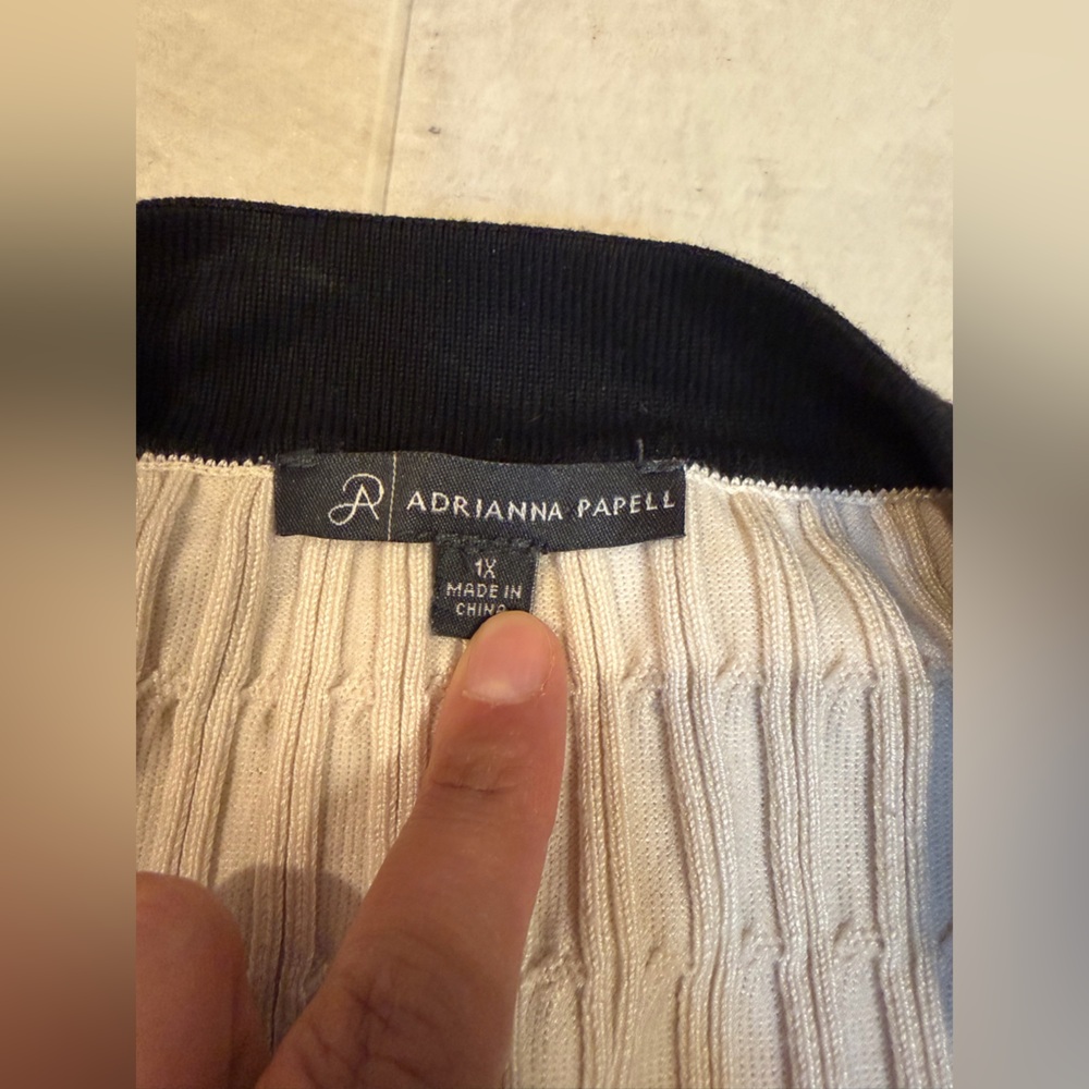 Adrianna Papell Cream and Black Knit Cardigan - Picture 2 of 4